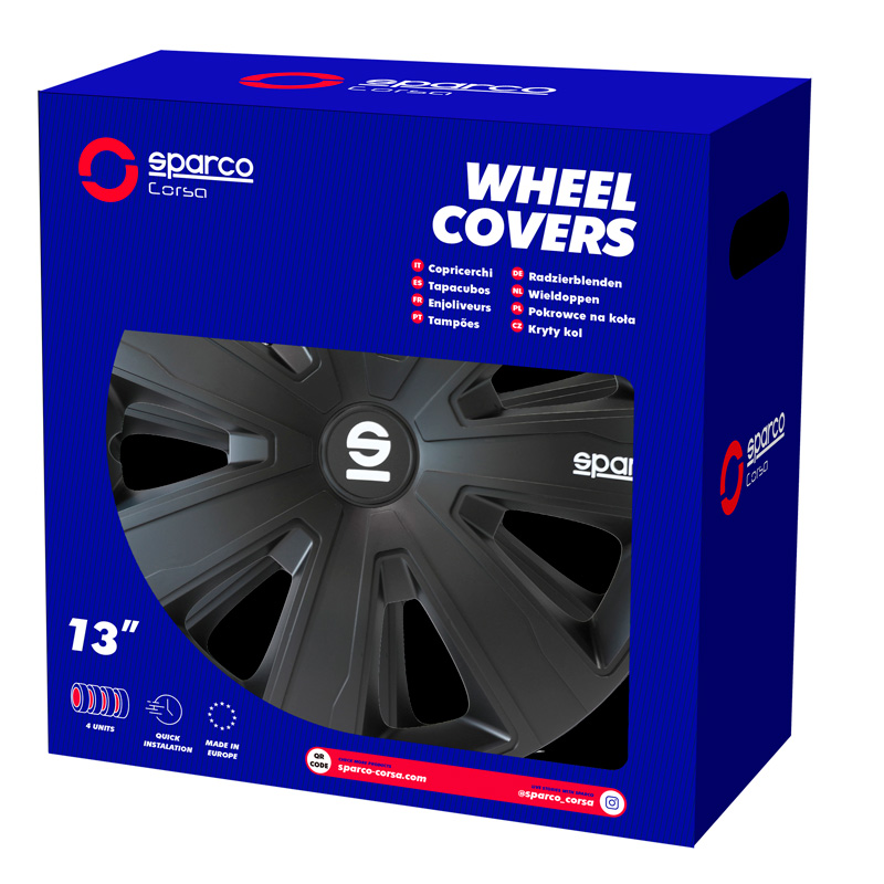 Sparco Wieldoppen Palermo - 16-inch - Zwart - Set van 4 stuks
