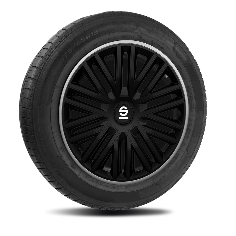 Sparco Wieldoppen Bergamo - 16-inch - Zwart/Grijs - Set van 4 stuks
