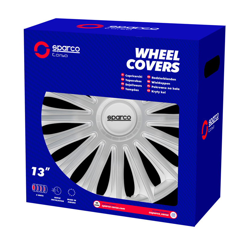 Sparco Wieldoppen Treviso - 13-inch - Zilver - Set van 4 stuks