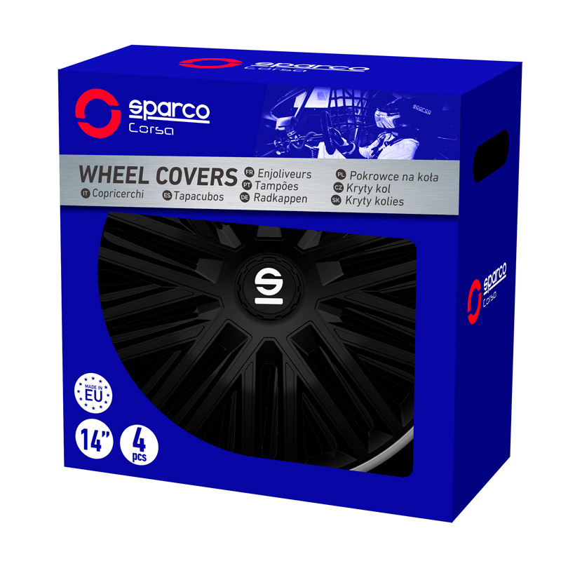 Sparco Wieldoppen Bergamo - 15-inch - Zwart/Grijs - Set van 4 stuks
