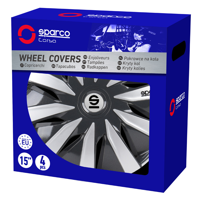 Sparco Wieldoppen Lazio - 16-inch - Grijs/Zilver - Set van 4 stuks
