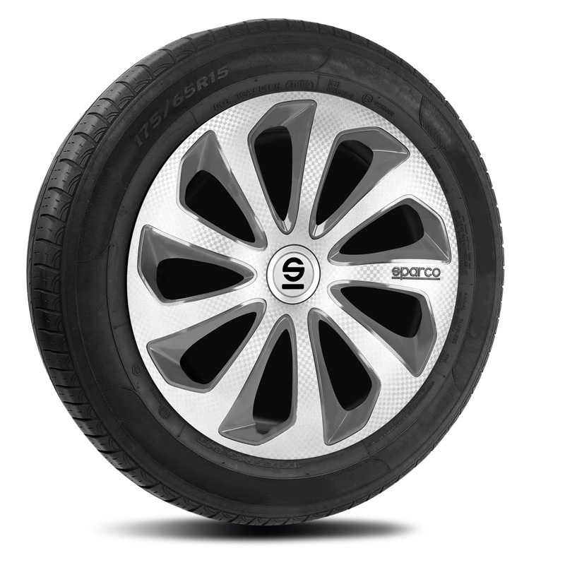 Sparco Wieldoppen Sicilia - 15-inch - Zilver/Grijs/Carbon - Set van 4 stuks