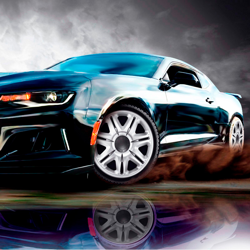 4-Delige J-Tec Wieldoppenset Nascar 16-inch zilver