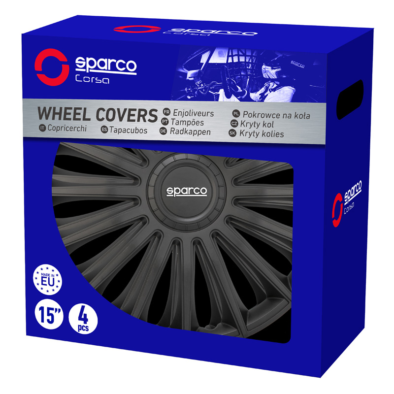 Sparco Wieldoppen Treviso - 14-inch - Zwart - Set van 4 stuks